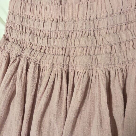 Pale Dusty Rose Smocked Waist 100% Cotton Gauze Skirt by Rewash - Size S - Picture 2 of 7